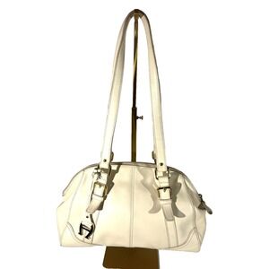 Etienne Aigner Ivory Leather Shoulder Bag Satchel Y2K Minimalist Horseshoe Logo
